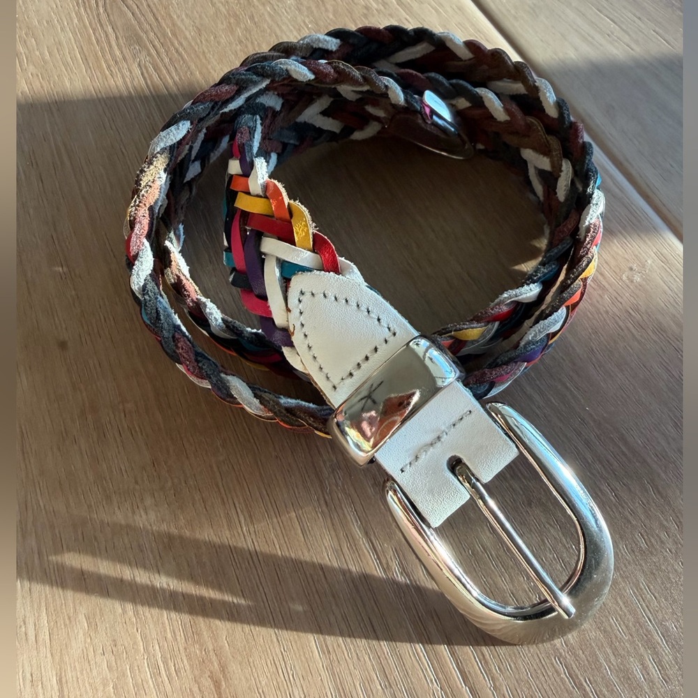 Vintage Capezio Multicolor Braided Belt with Silver Buckle SIZE M/L 37.5” Long